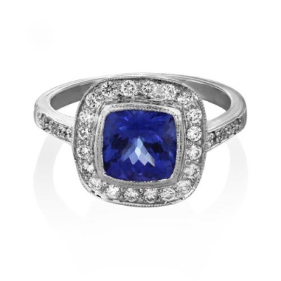 tanzanite ring 1.87ct. set with diamond in cluster ring smallest Image