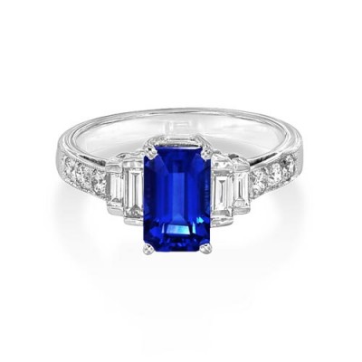tanzanite ring 2.02ct. set with diamond in vintage ring smallest Image