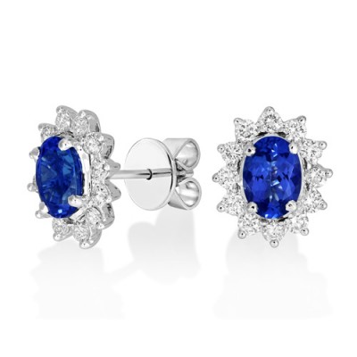 tanzanite earrings 1.72ct. set with diamond in cluster earrings smallest Image