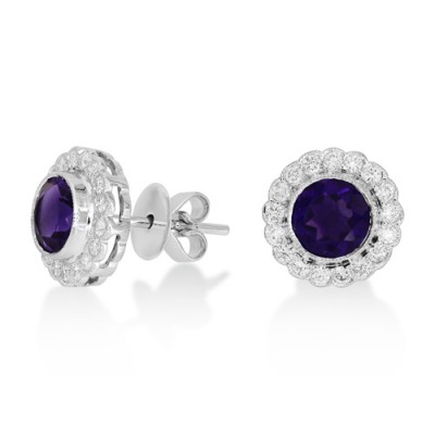 amethyst earrings 1.5ct. set with diamond in cluster earrings smallest Image
