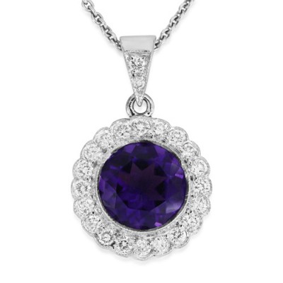 amethyst pendant 1.76ct. set with diamond in cluster pendant smallest Image