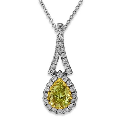 yellow diamond pendant 0.37ct. set with diamond in cluster pendant smallest Image