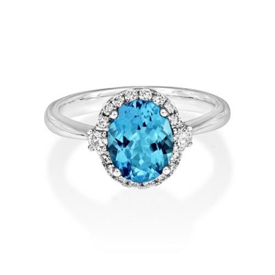 aquamarine ring 1.7ct. set with diamond in cluster ring smallest Image