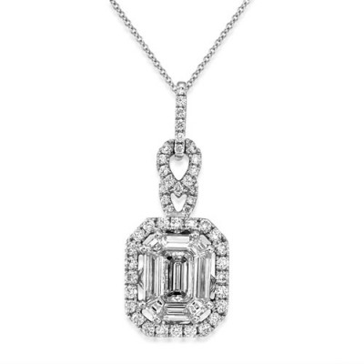 0.78ct. diamond pendant set with diamond in cluster pendant smallest Image