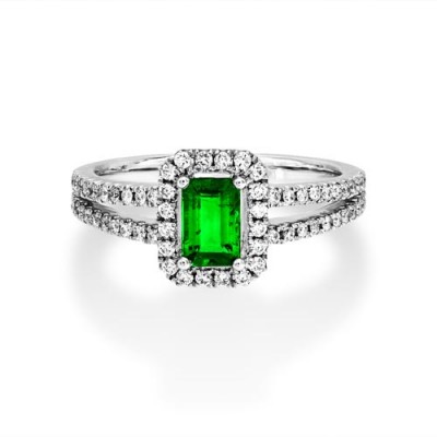 emerald ring 0.52ct. set with diamond in cluster ring smallest Image