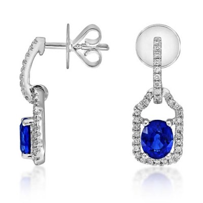 sapphire earrings 0.97ct. set with diamond in drop earrings smallest Image