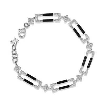 onyx bracelet 3.12ct. set with diamond in cluster bracelet smallest Image