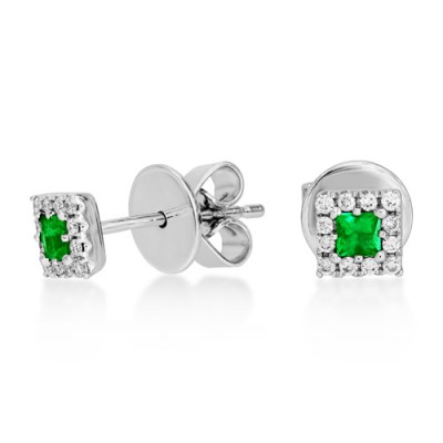 emerald earrings 0.15ct. set with diamond in cluster earrings smallest Image
