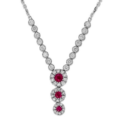 ruby necklace 0.42ct. set with diamond in cluster necklace smallest Image